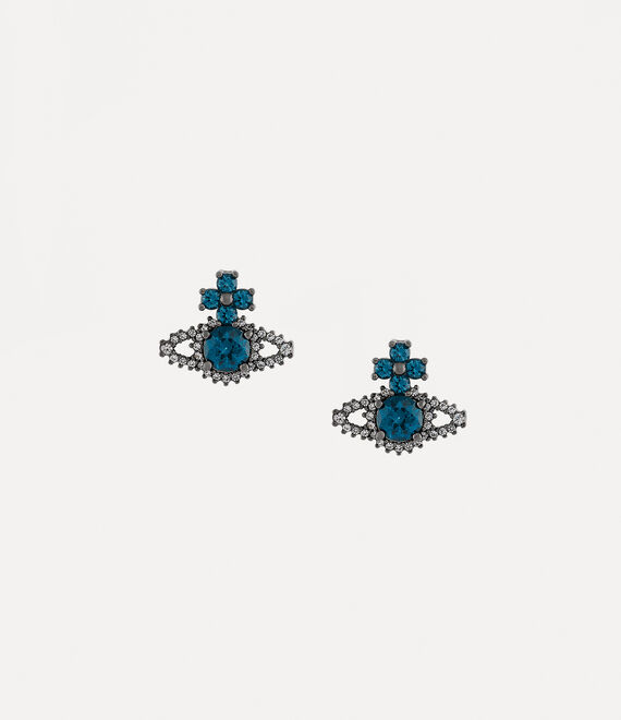 Vivienne Westwood Valentina Orb Earrings in RUTHENIUM/BLUE,GREY CZ